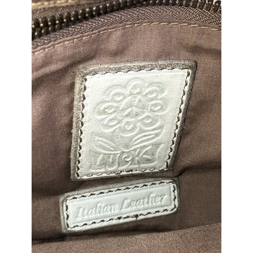 Vtg Y2K Lucky Brand Lamb Leather Crossbody Bag Boho White Distressed/STAINED - Picture 15 of 16